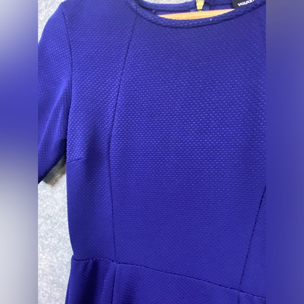 Warehouse Dress 6 Blue Sheath Short Sleeve Midi Career Business Professional - Picture 4 of 13